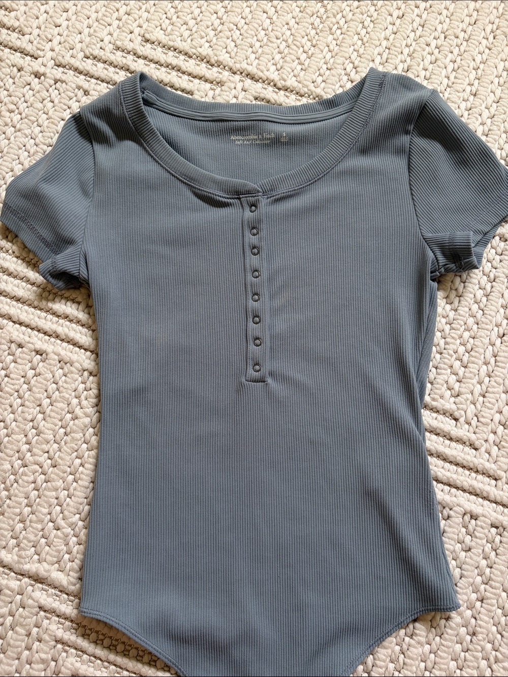 Abercrombie & Fitch Slate Ribbed Scoop-Neck Bodysuit